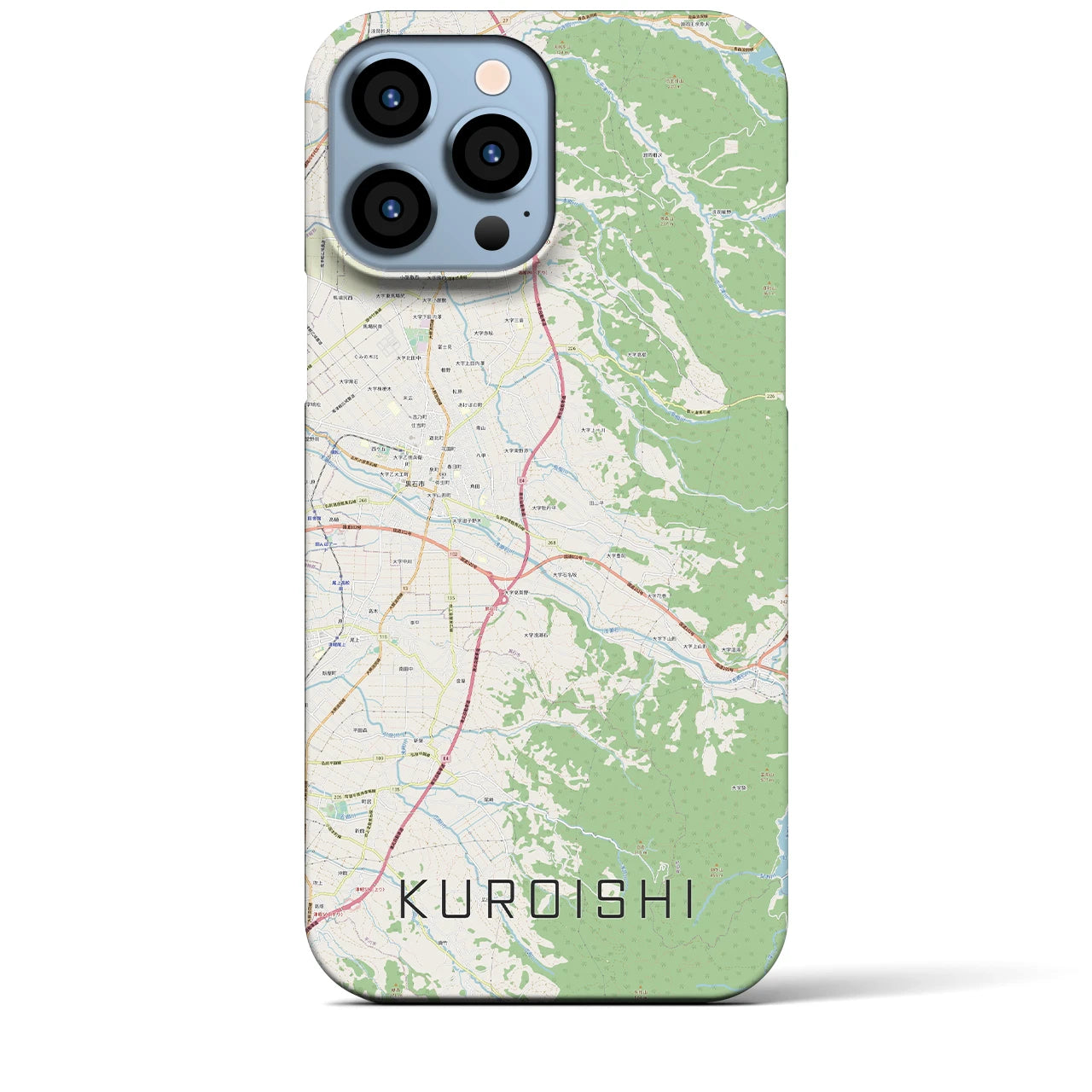 【黒石（青森県）】地図柄iPhoneケース（バックカバータイプ）