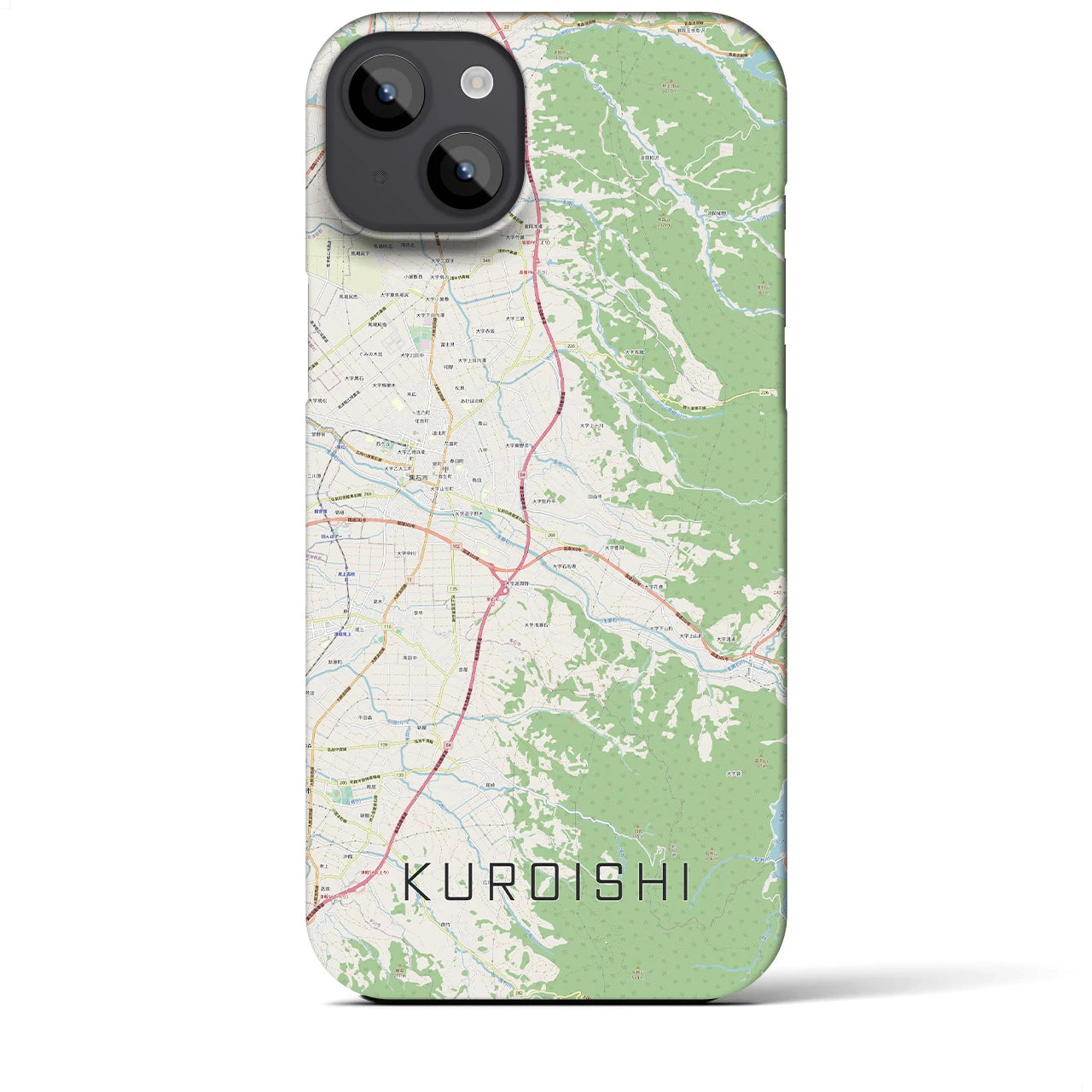 【黒石（青森県）】地図柄iPhoneケース（バックカバータイプ）