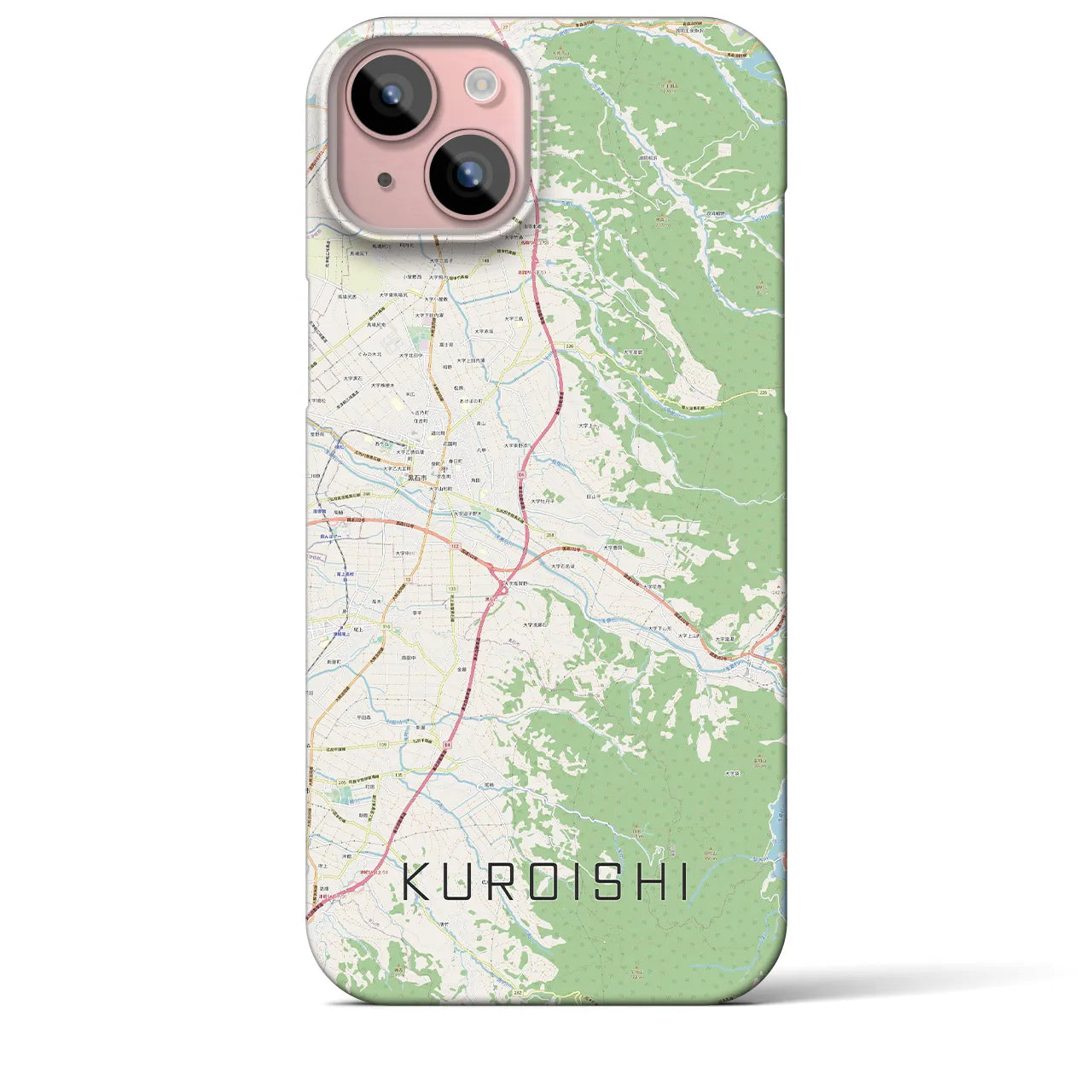 【黒石（青森県）】地図柄iPhoneケース（バックカバータイプ）