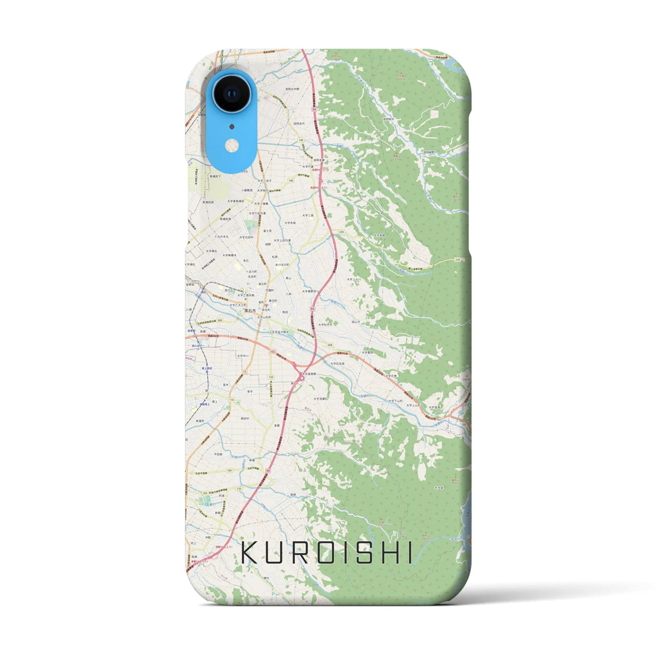 【黒石（青森県）】地図柄iPhoneケース（バックカバータイプ）