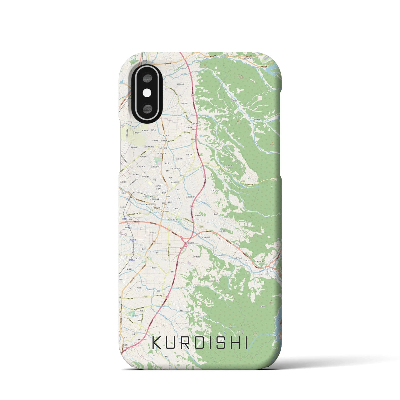 【黒石（青森県）】地図柄iPhoneケース（バックカバータイプ）