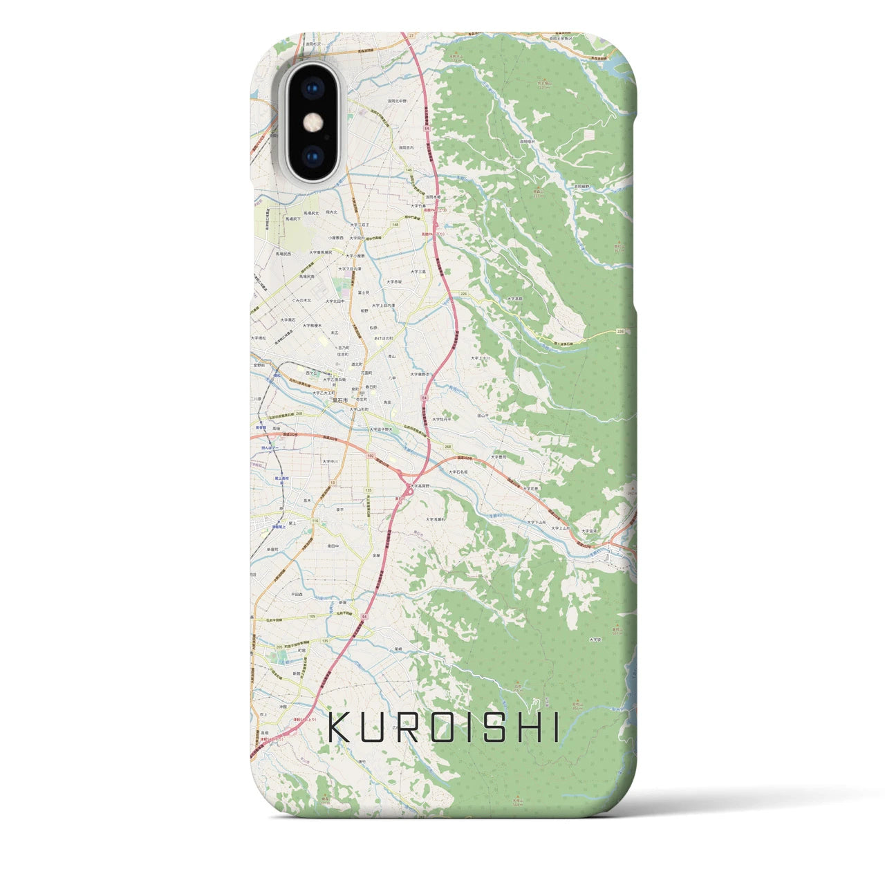 【黒石（青森県）】地図柄iPhoneケース（バックカバータイプ）