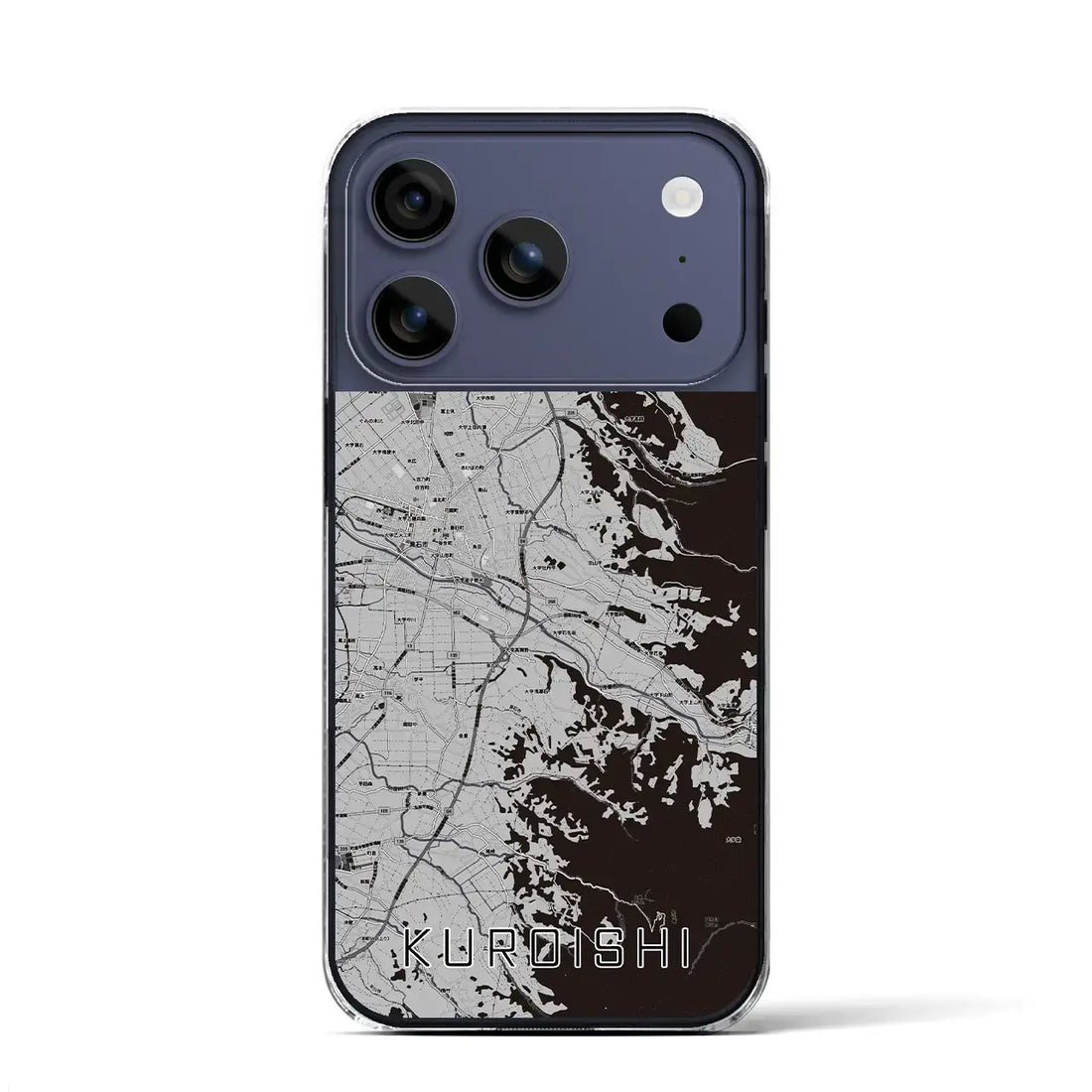【黒石(青森県)】地図柄iPhoneケース(クリアタイプ)モノトーン・iPhone 17 Pro Max 用