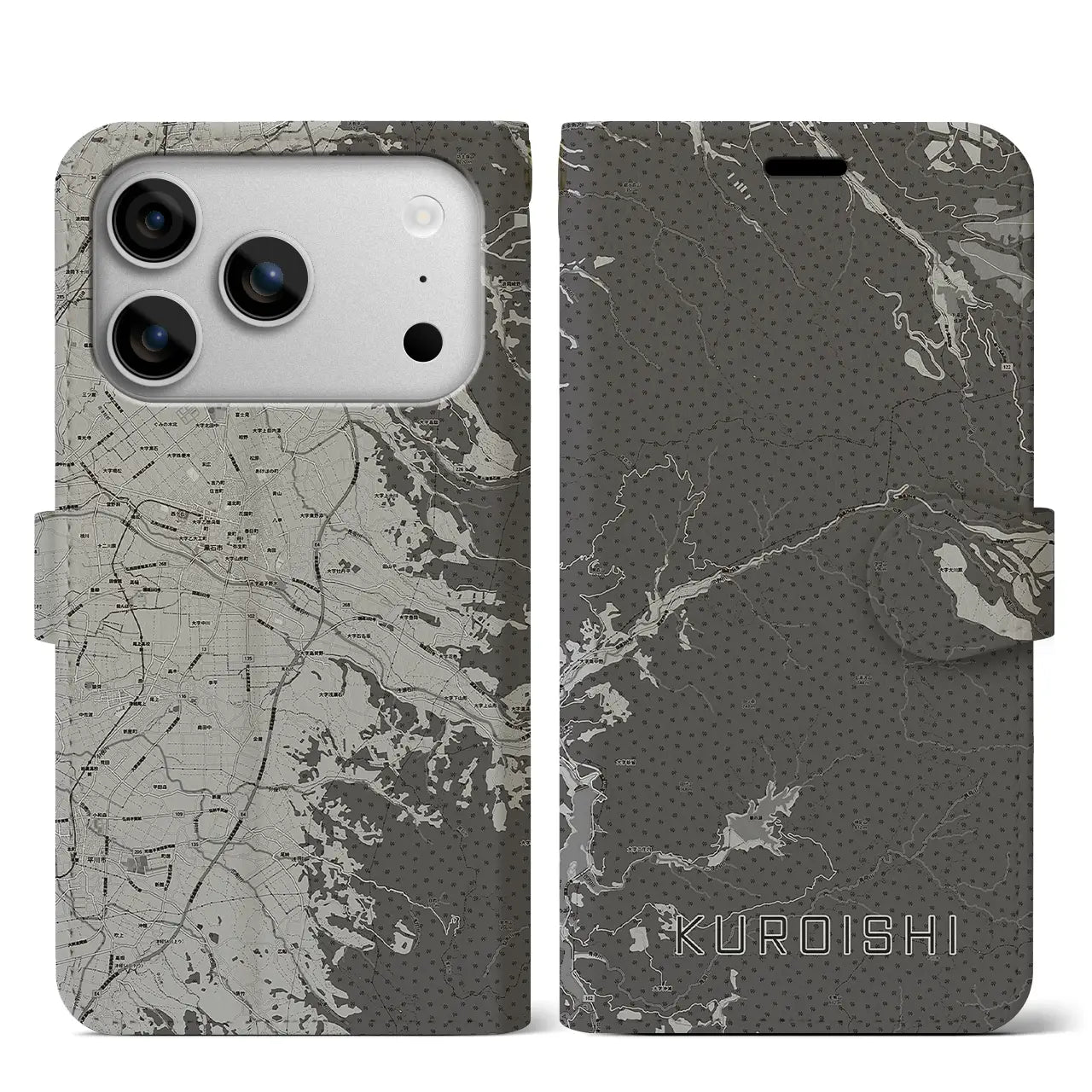 【黒石（青森県）】地図柄iPhoneケース（手帳タイプ）