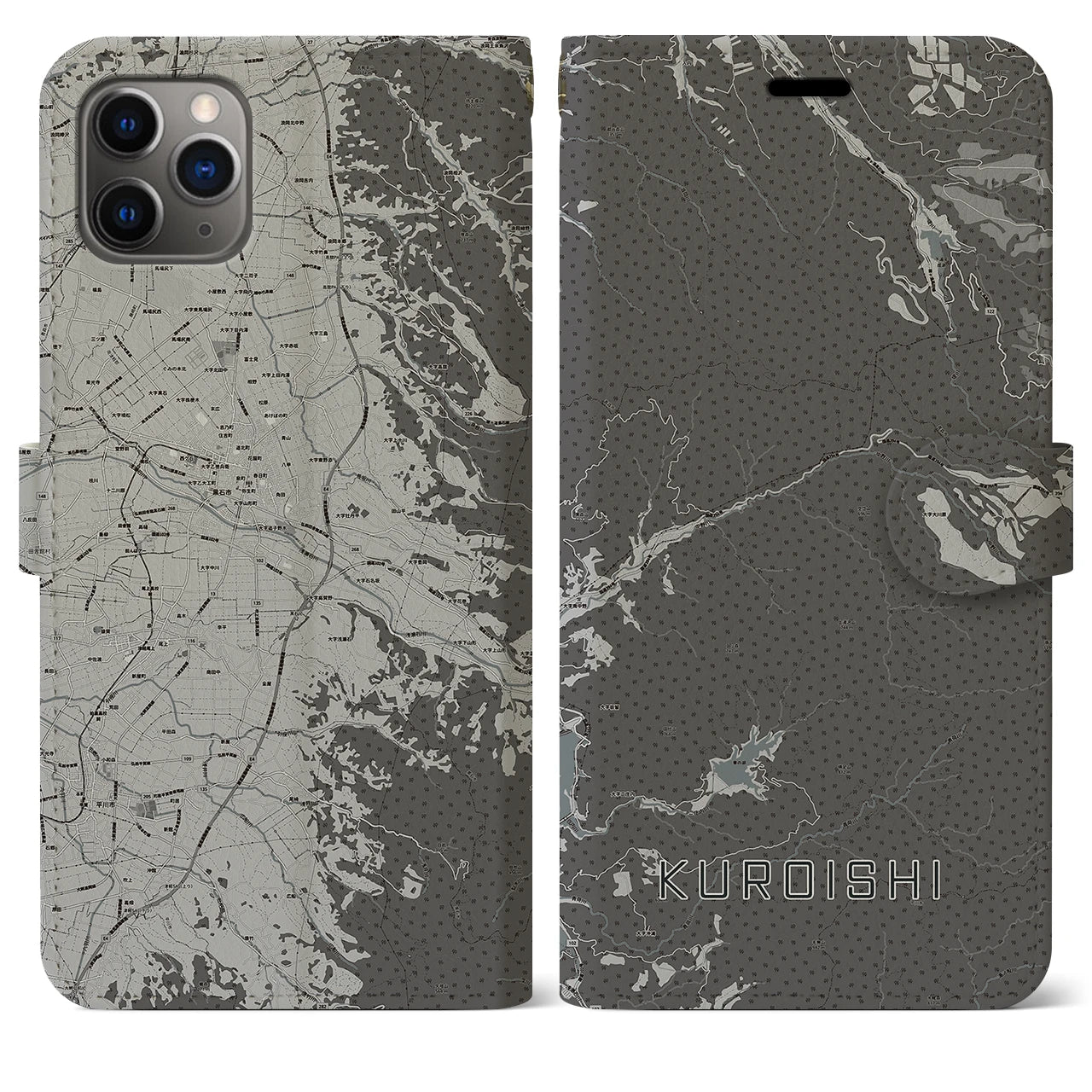 【黒石（青森県）】地図柄iPhoneケース（手帳タイプ）