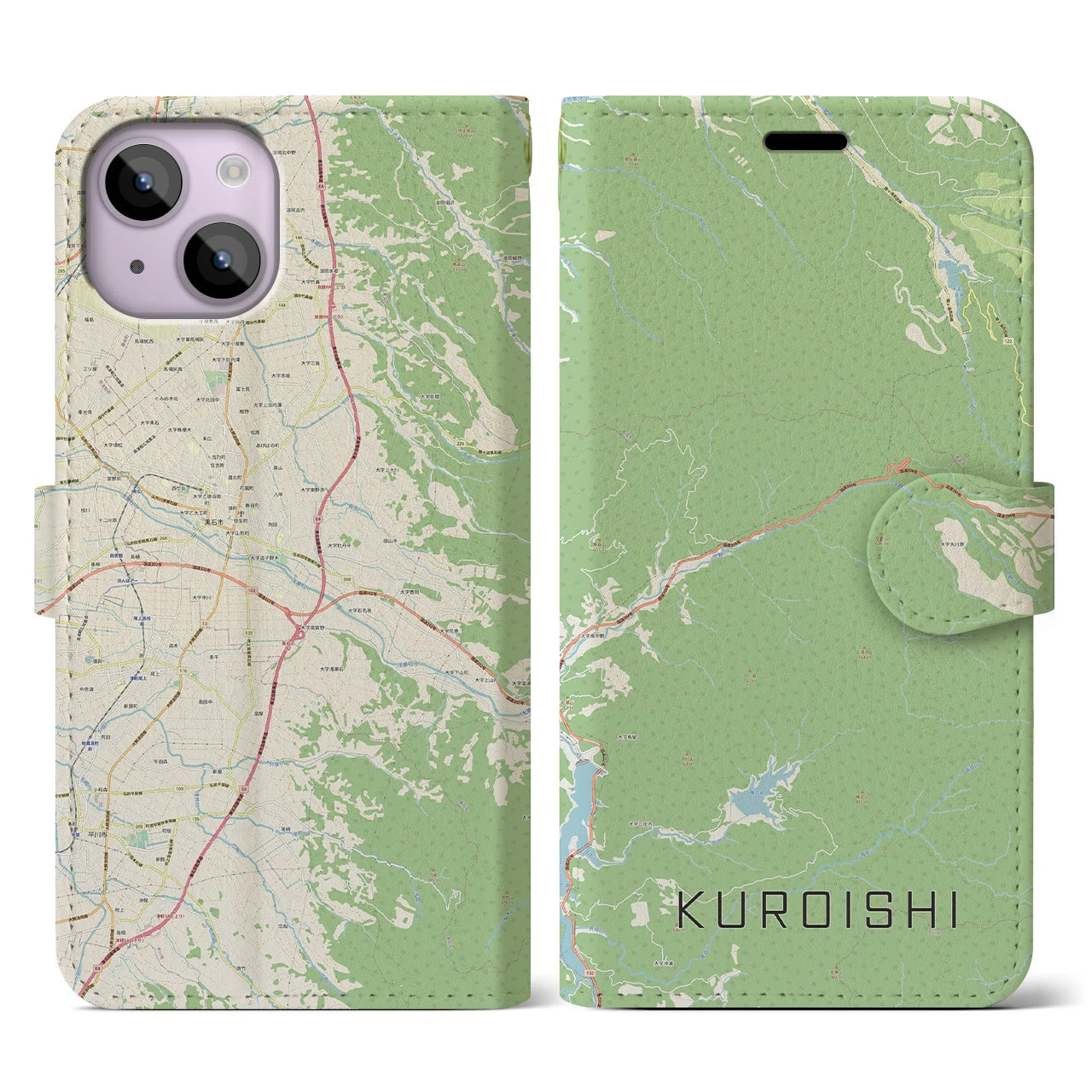 【黒石（青森県）】地図柄iPhoneケース（手帳タイプ）