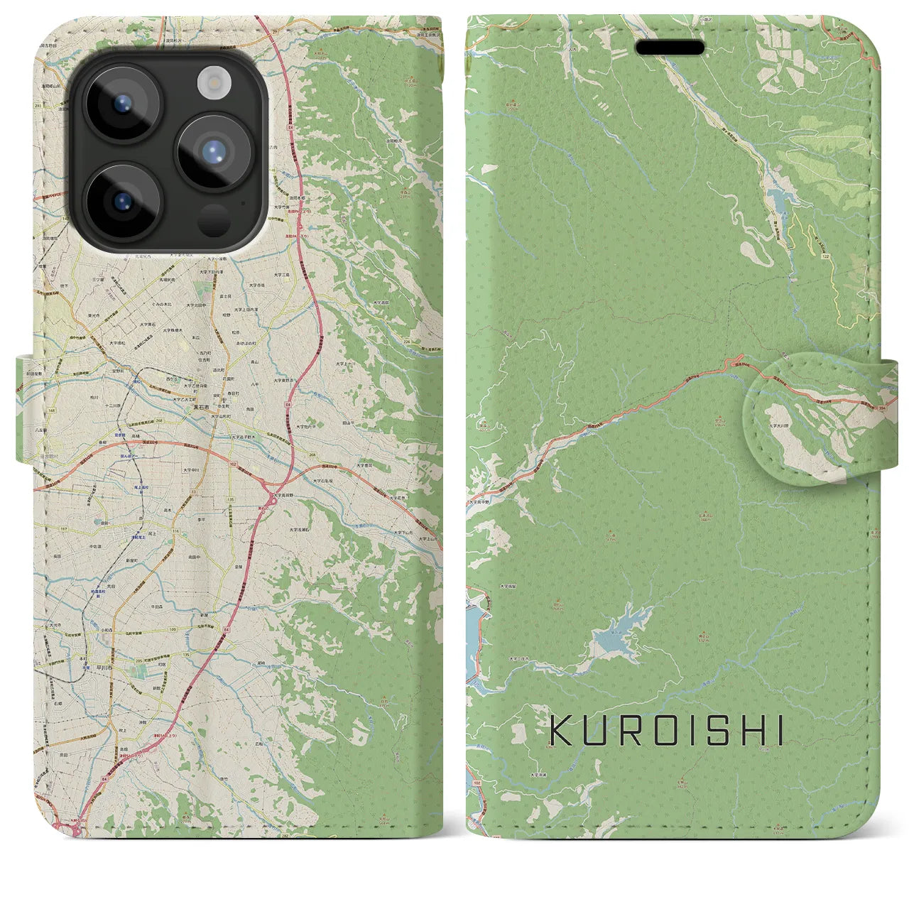 【黒石（青森県）】地図柄iPhoneケース（手帳タイプ）