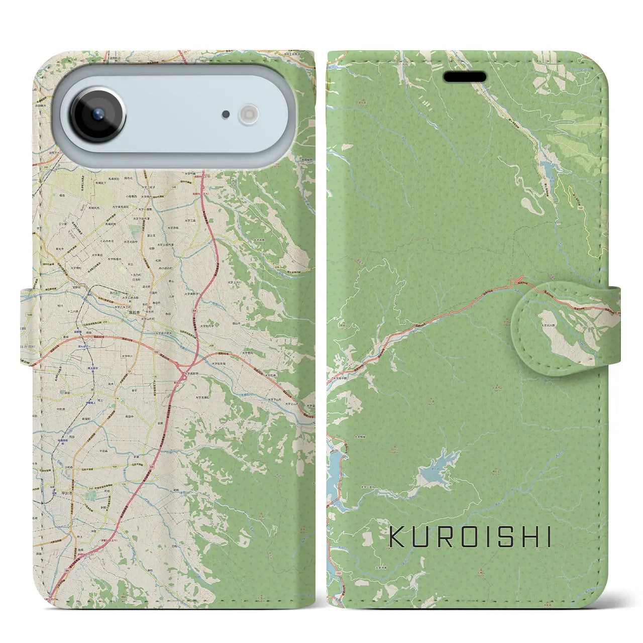 【黒石（青森県）】地図柄iPhoneケース（手帳タイプ）