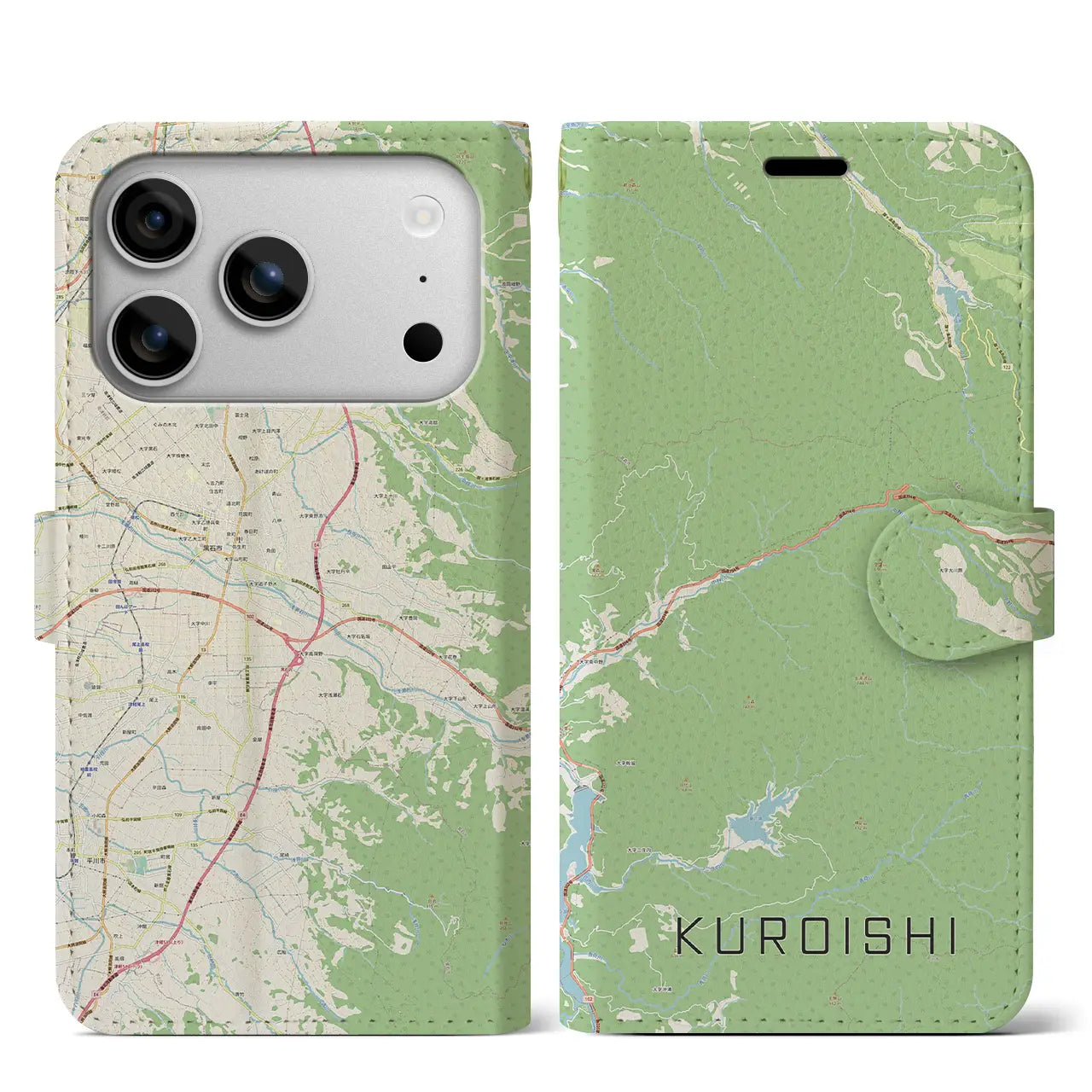 【黒石（青森県）】地図柄iPhoneケース（手帳タイプ）