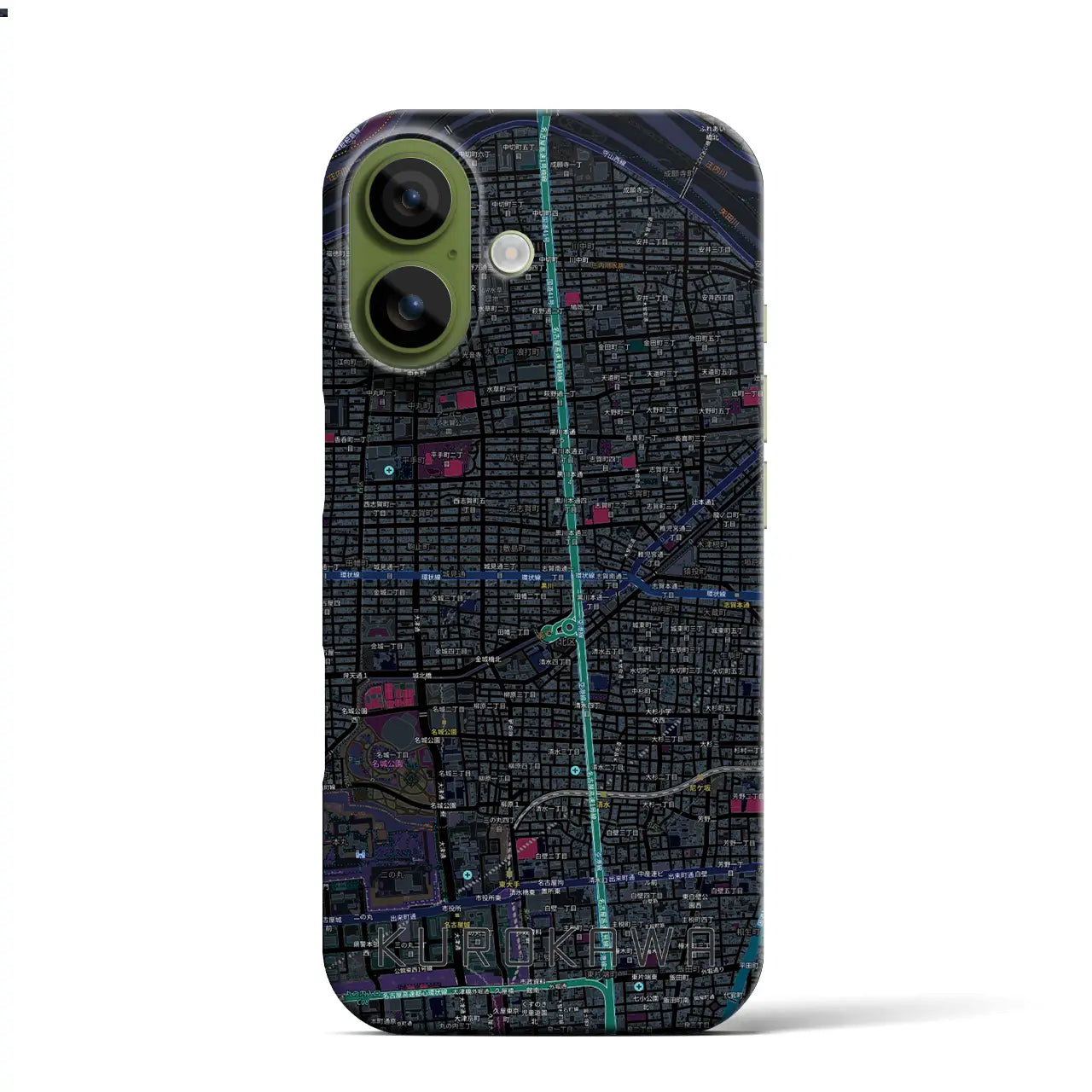 【黒川（愛知県）】地図柄iPhoneケース（バックカバータイプ）