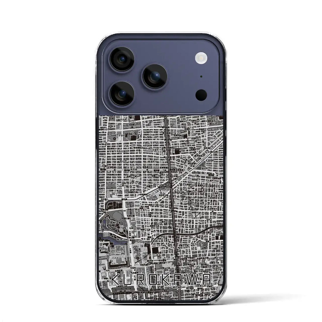 【黒川（愛知県）】地図柄iPhoneケース（クリアタイプ）モノトーン・iPhone 17 Pro Max 用
