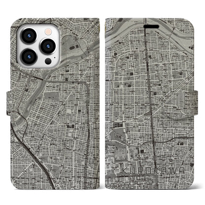 【黒川（愛知県）】地図柄iPhoneケース（手帳タイプ）