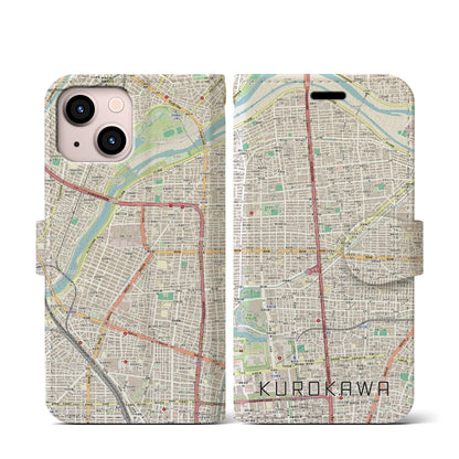 【黒川（愛知県）】地図柄iPhoneケース（手帳タイプ）