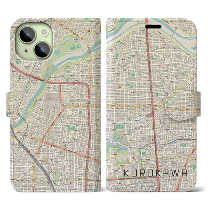 【黒川（愛知県）】地図柄iPhoneケース（手帳タイプ）