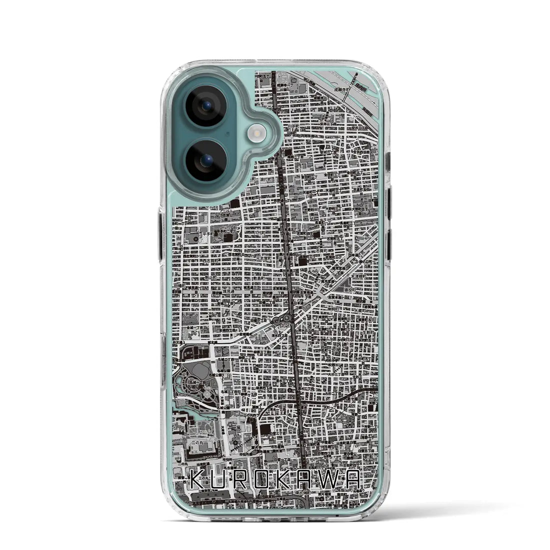 【黒川（愛知県）】地図柄iPhoneケース（MagSafeタイプ）モノトーン・iPhone 16 Pro 用
