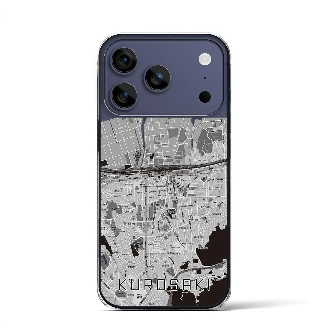 【黒崎(福岡県)】地図柄iPhoneケース(クリアタイプ)モノトーン・iPhone 17 Pro Max 用
