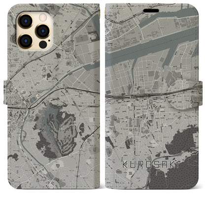 【黒崎（福岡県）】地図柄iPhoneケース（手帳タイプ）モノトーン・iPhone 12 Pro Max 用