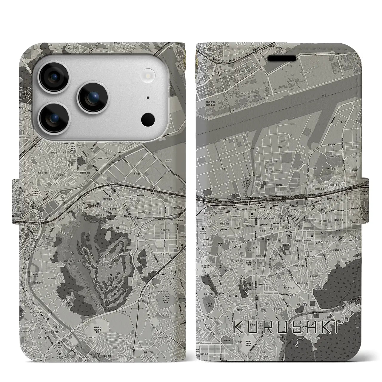 【黒崎（福岡県）】地図柄iPhoneケース（手帳タイプ）