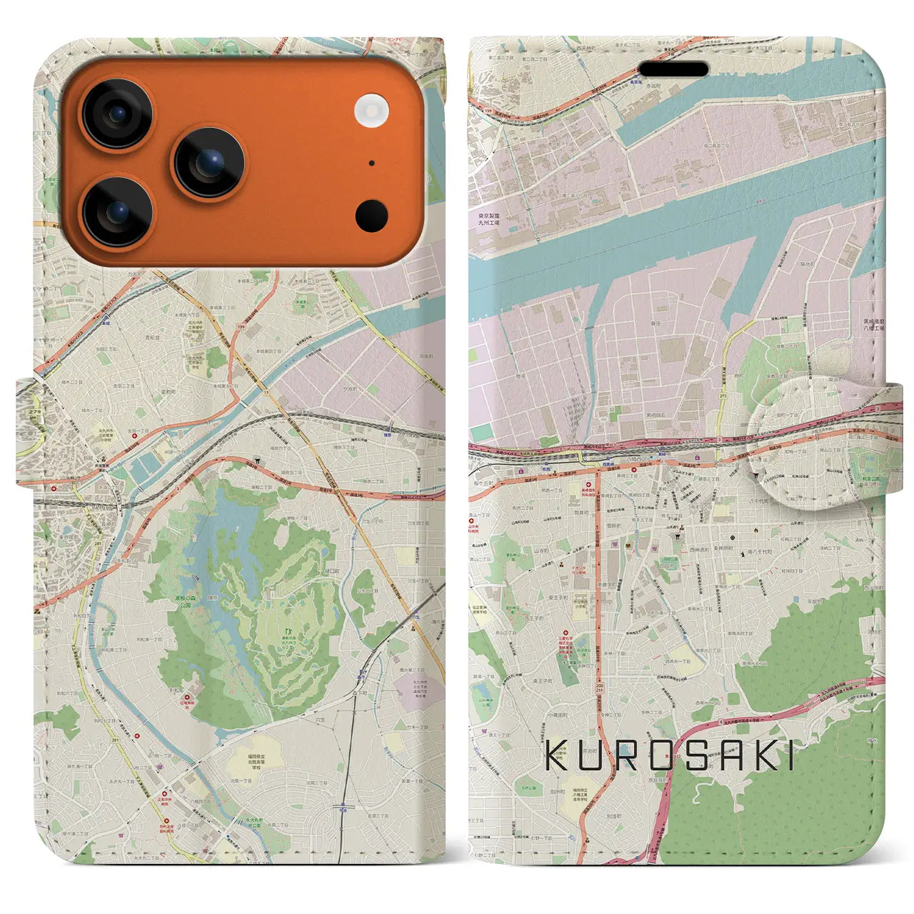 【黒崎（福岡県）】地図柄iPhoneケース（手帳タイプ）