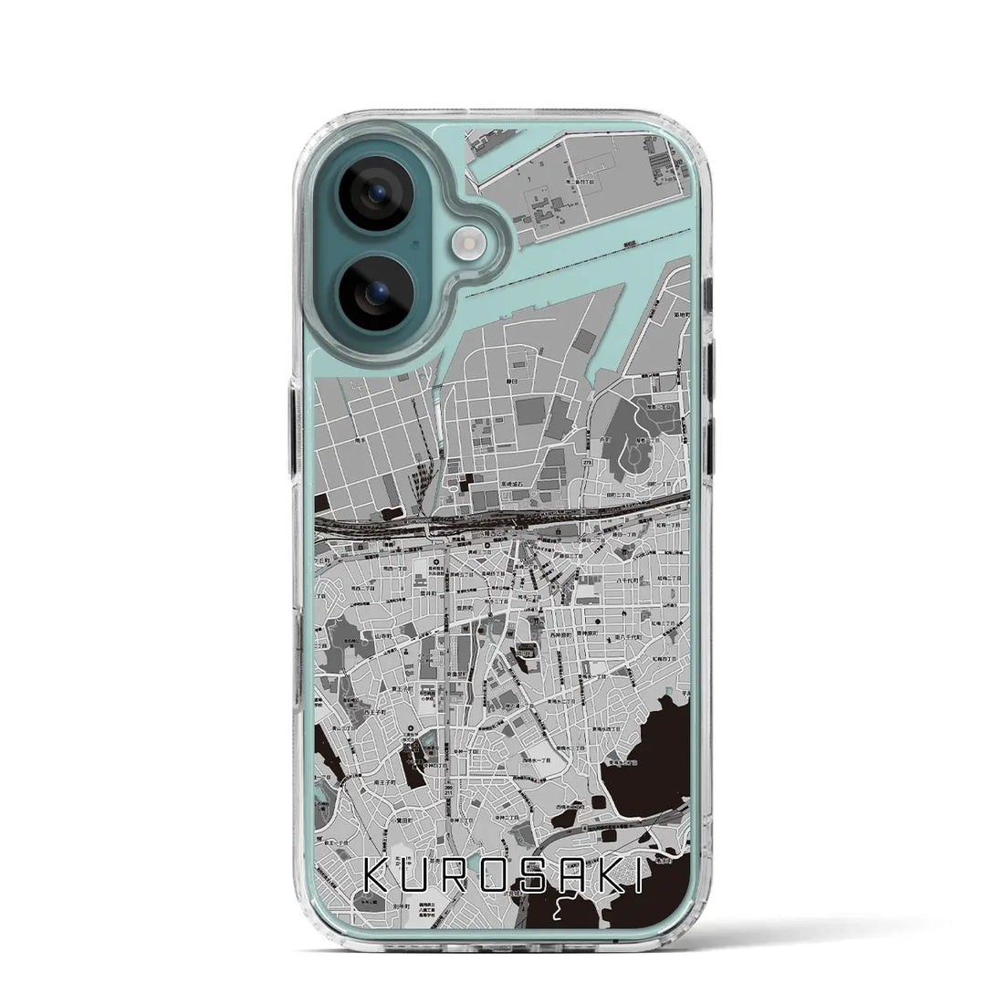 【黒崎(福岡県)】地図柄iPhoneケース(MagSafeタイプ)モノトーン・iPhone 16 Pro 用