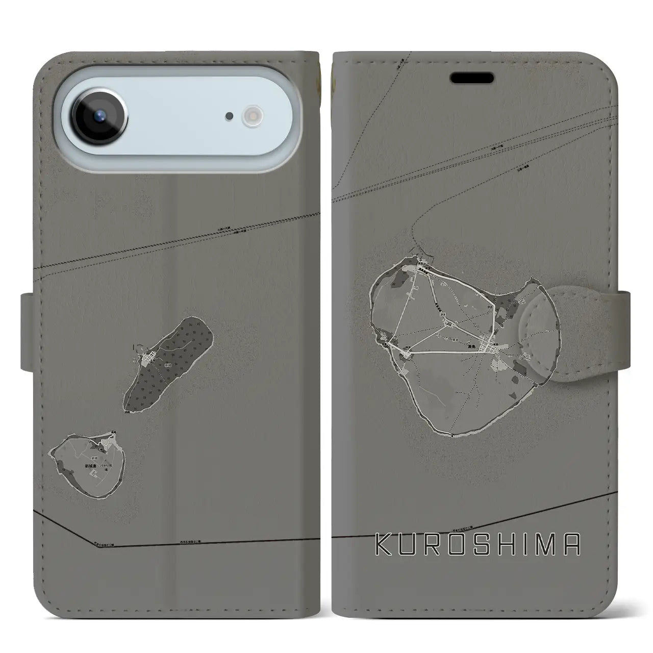 【黒島（沖縄県）】地図柄iPhoneケース（手帳タイプ）