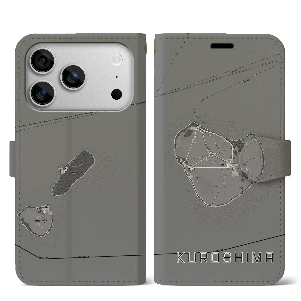 【黒島（沖縄県）】地図柄iPhoneケース（手帳タイプ）