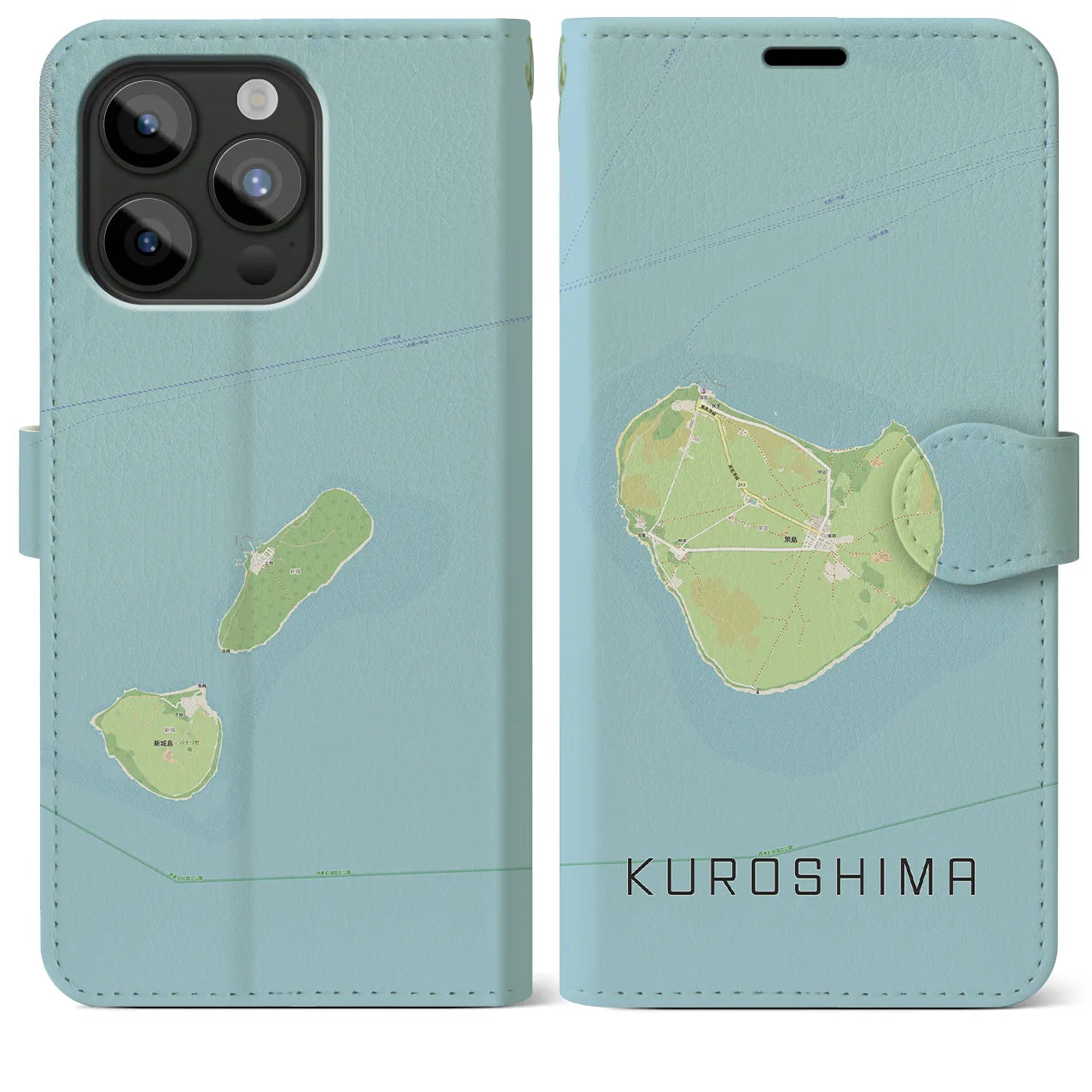 【黒島（沖縄県）】地図柄iPhoneケース（手帳タイプ）