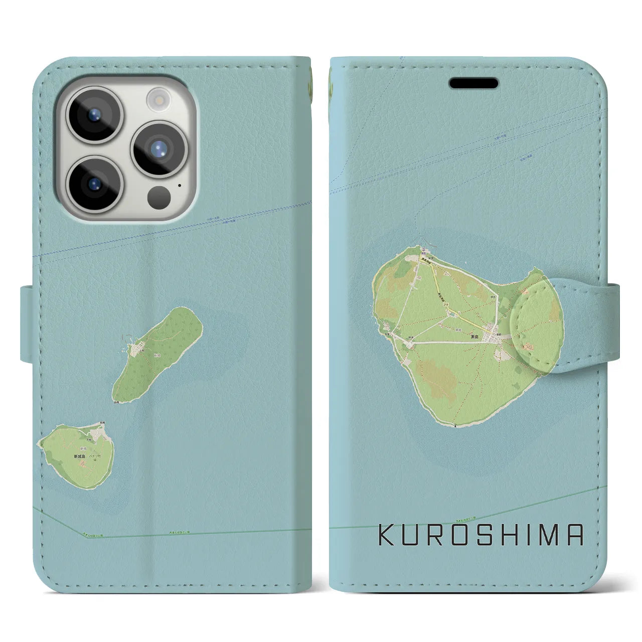 【黒島（沖縄県）】地図柄iPhoneケース（手帳タイプ）