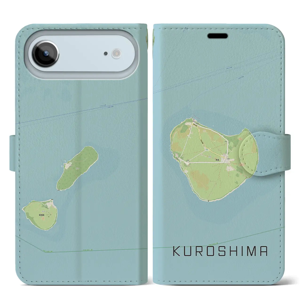 【黒島（沖縄県）】地図柄iPhoneケース（手帳タイプ）