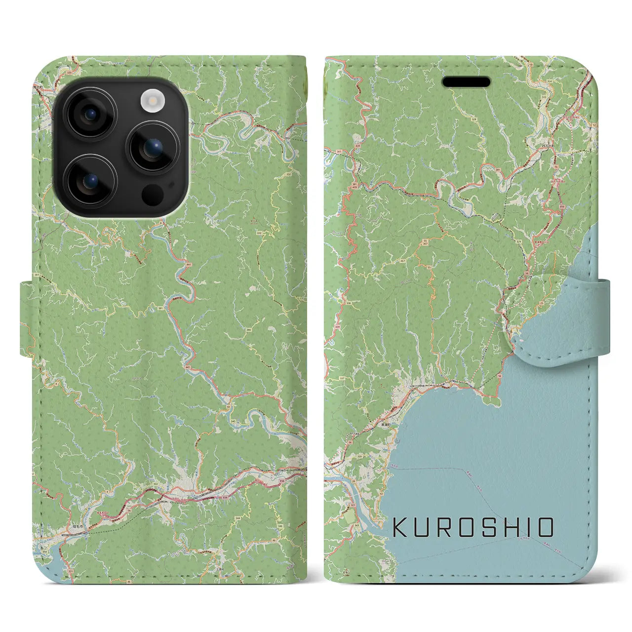 【黒潮（高知県）】地図柄iPhoneケース（手帳タイプ）ナチュラル・iPhone 16 用