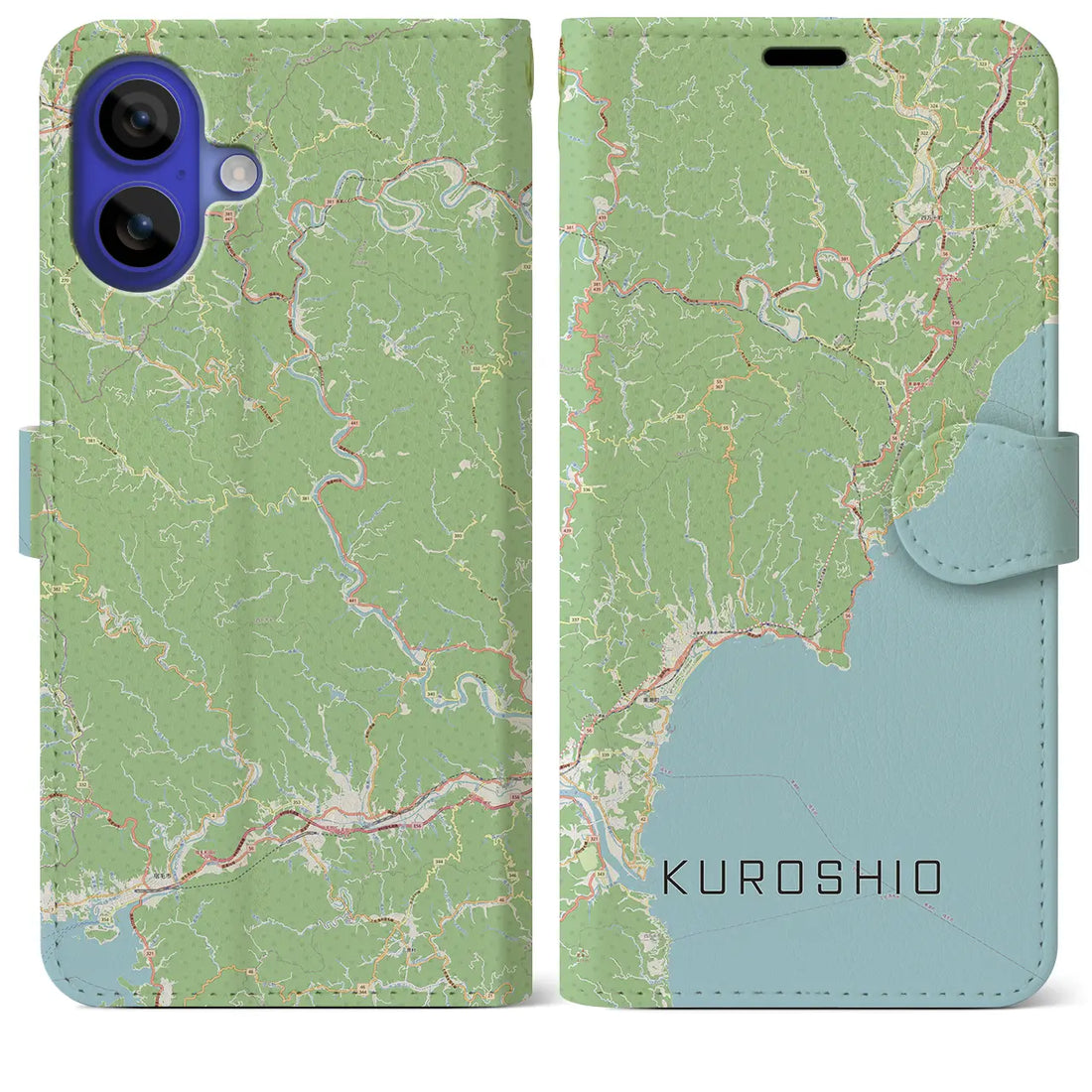 【黒潮（高知県）】地図柄iPhoneケース（手帳タイプ）ナチュラル・iPhone 16 Pro Max 用