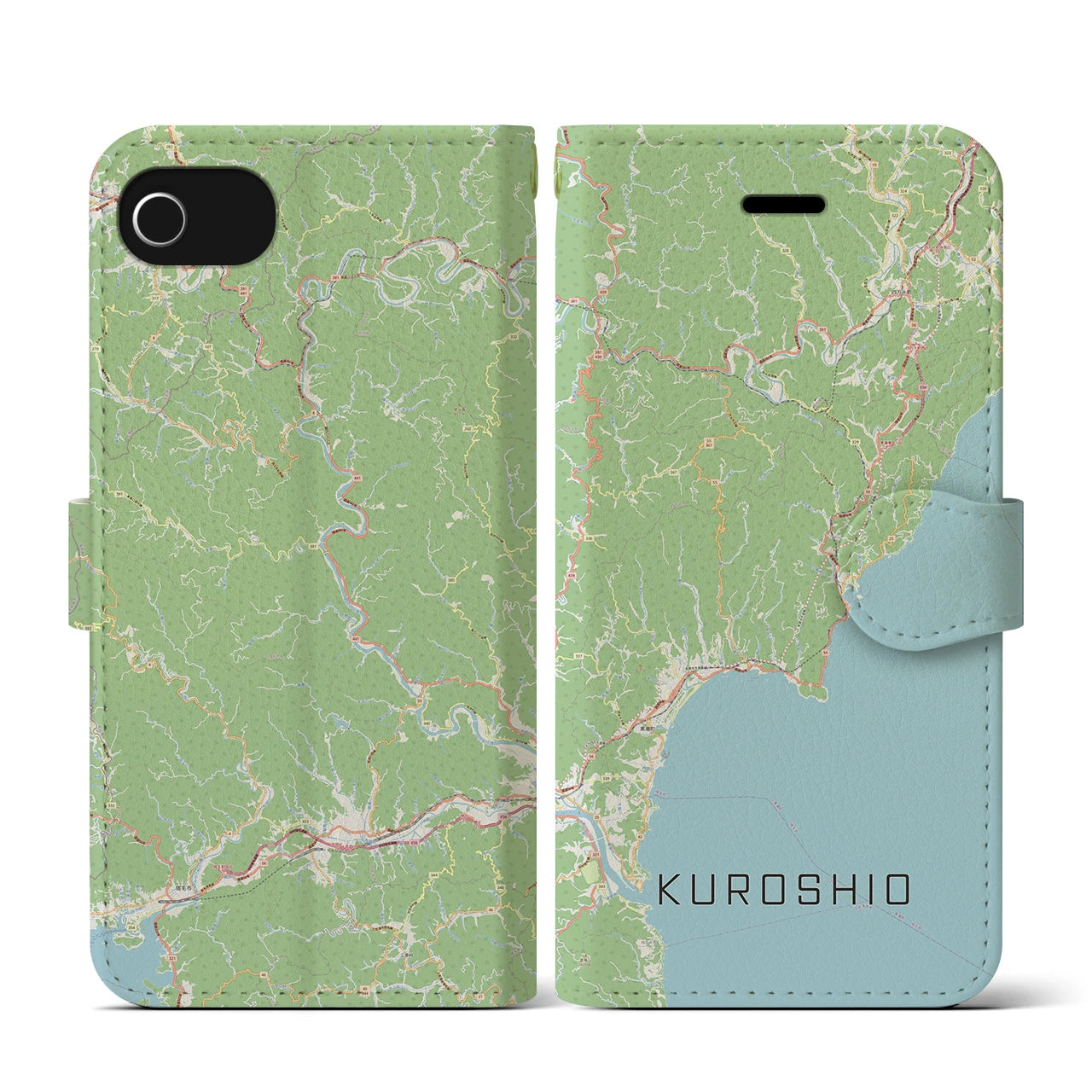 【黒潮（高知県）】地図柄iPhoneケース（手帳タイプ）