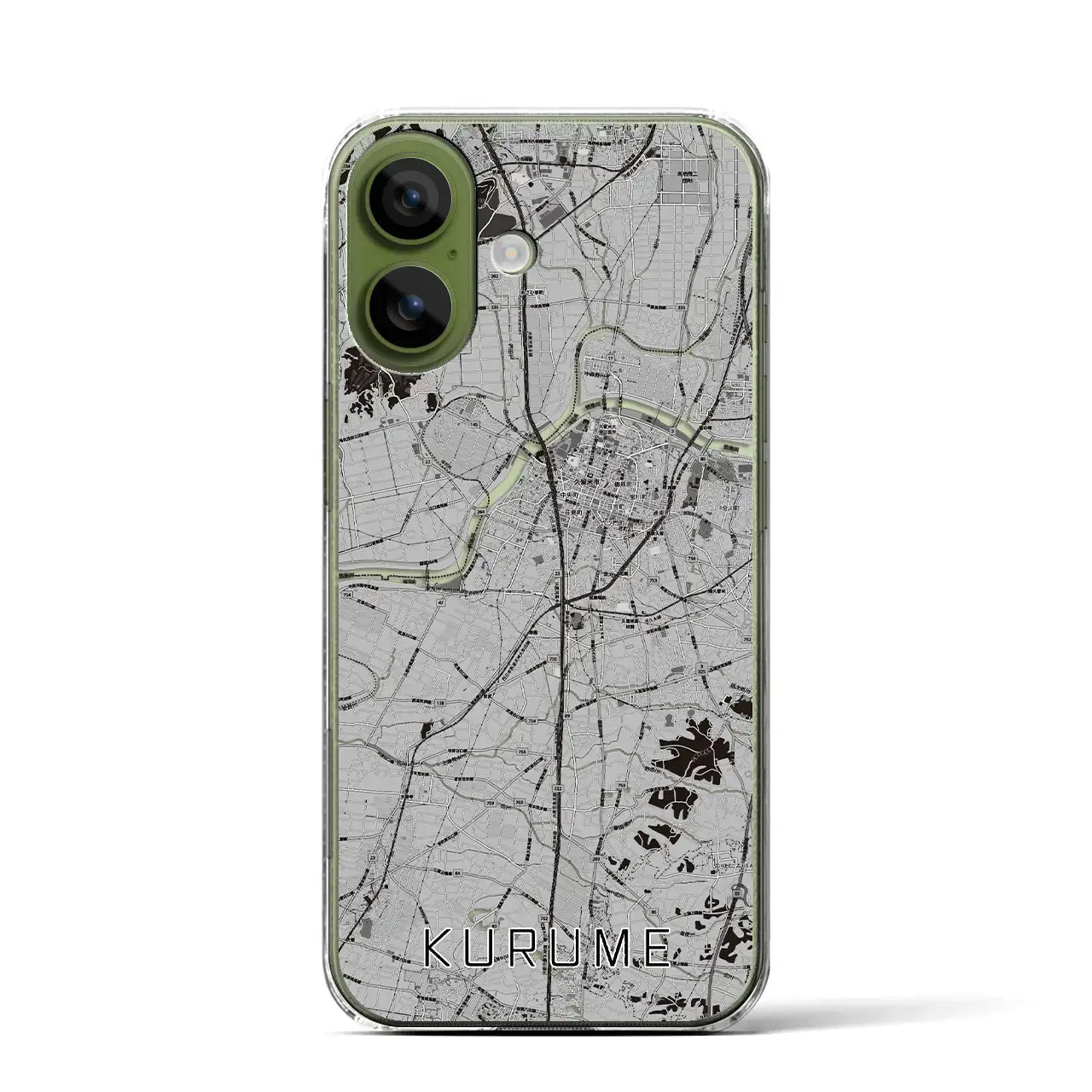 【久留米（福岡県）】地図柄iPhoneケース（クリアタイプ）