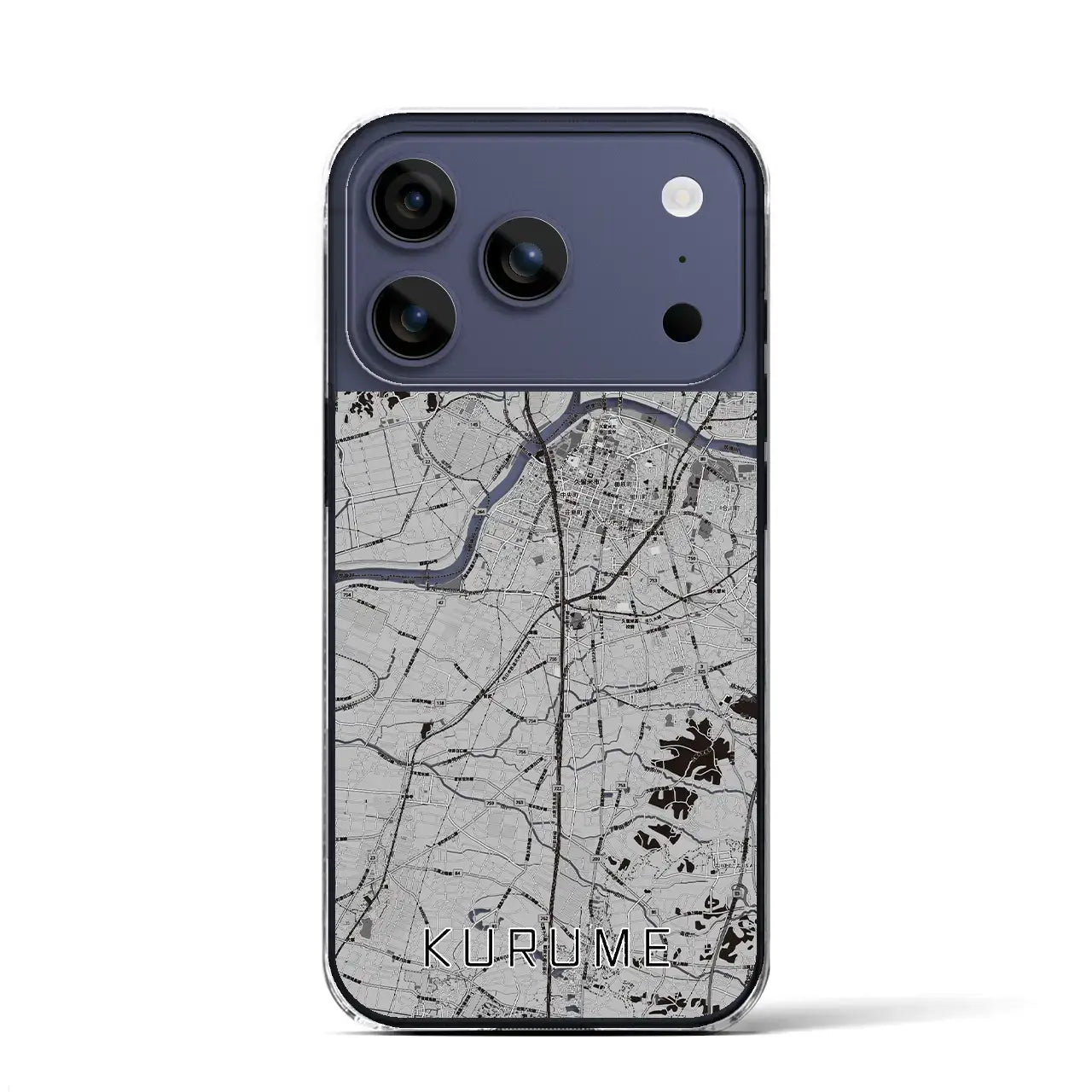 【久留米（福岡県）】地図柄iPhoneケース（クリアタイプ）モノトーン・iPhone 17 Pro Max 用