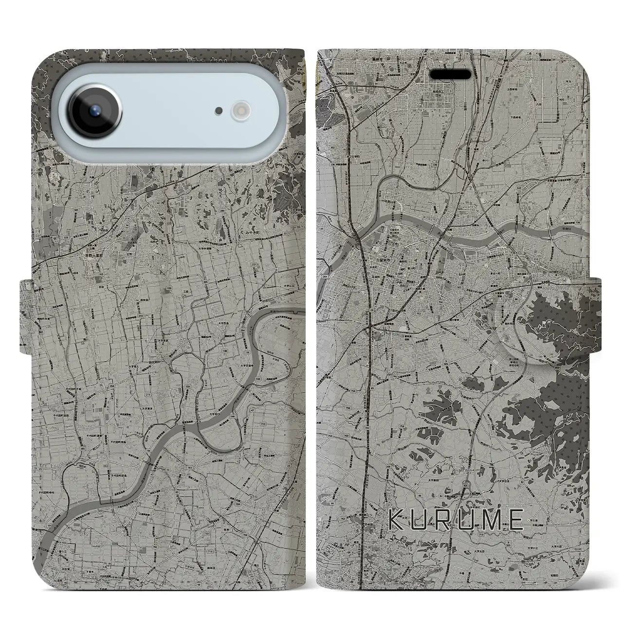 【久留米（福岡県）】地図柄iPhoneケース（手帳タイプ）