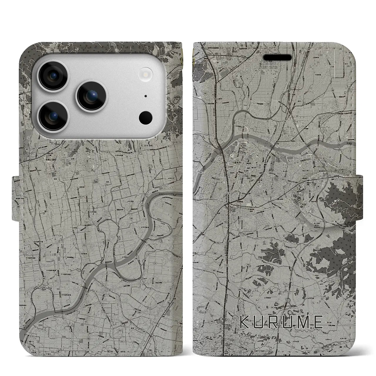 【久留米（福岡県）】地図柄iPhoneケース（手帳タイプ）