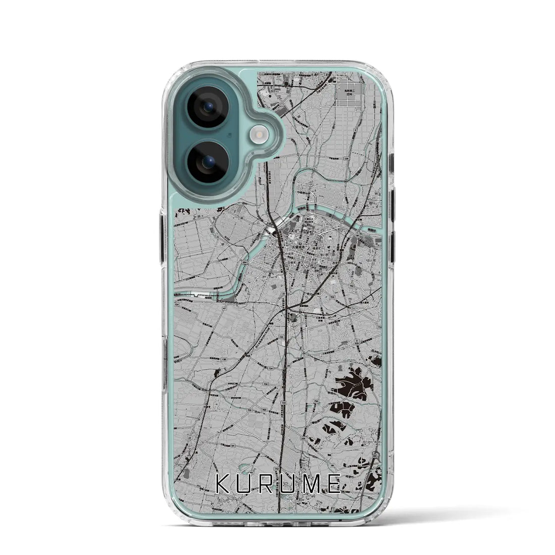 【久留米（福岡県）】地図柄iPhoneケース（MagSafeタイプ）モノトーン・iPhone 16 Pro 用