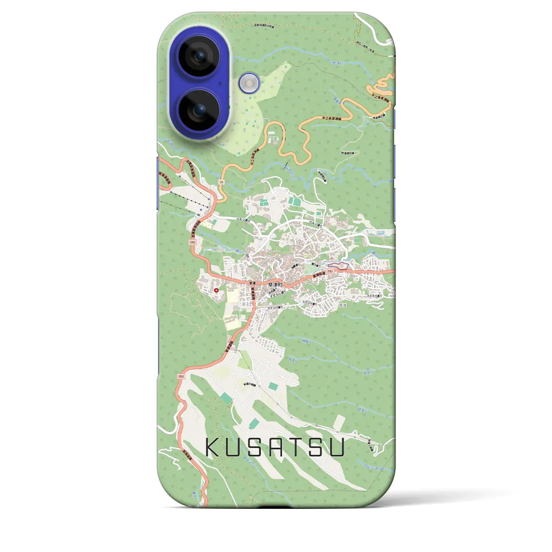 【草津（群馬県）】地図柄iPhoneケース（バックカバータイプ）ブラック・iPhone 16 Pro Max 用