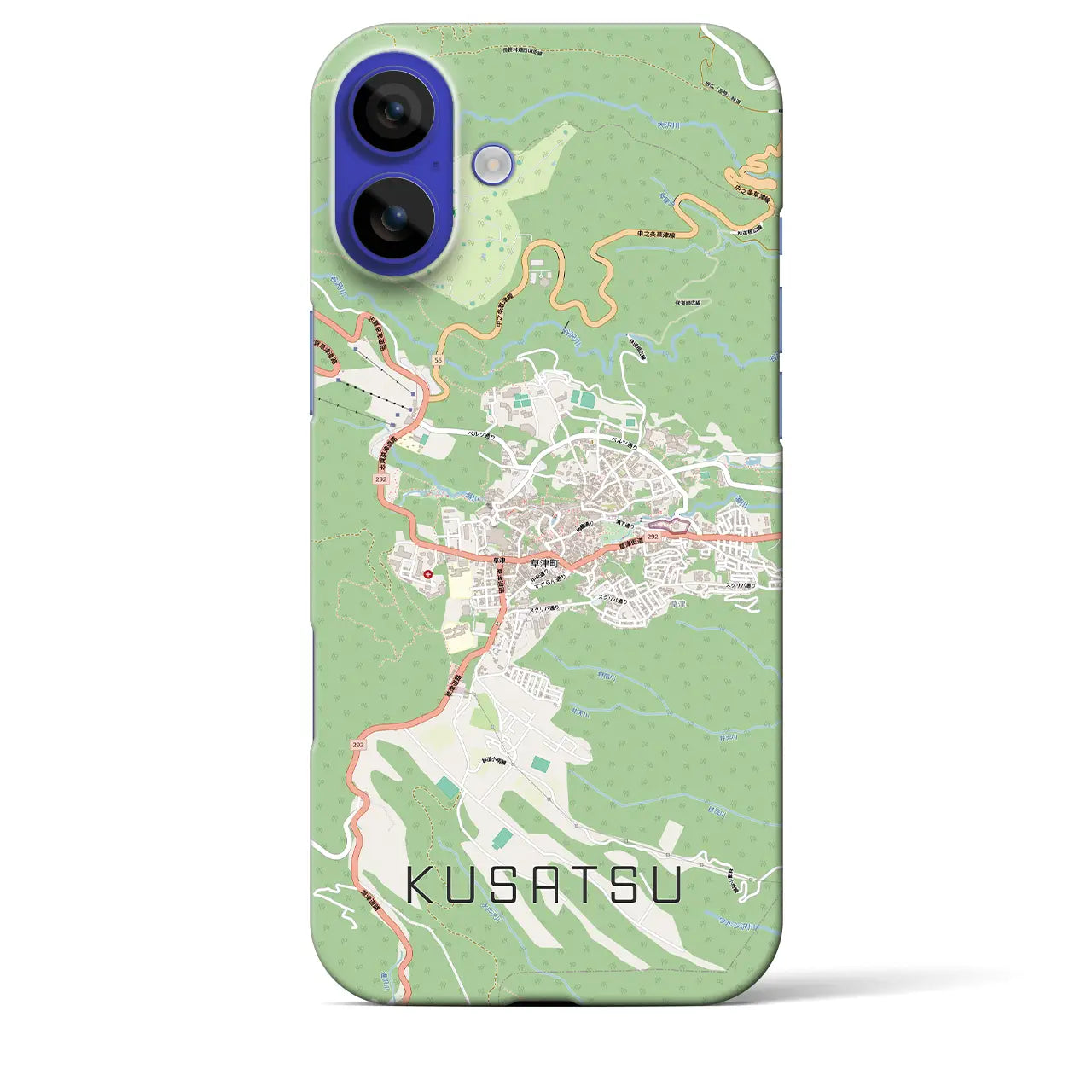 【草津（群馬県）】地図柄iPhoneケース（バックカバータイプ）ブラック・iPhone 16 Pro Max 用