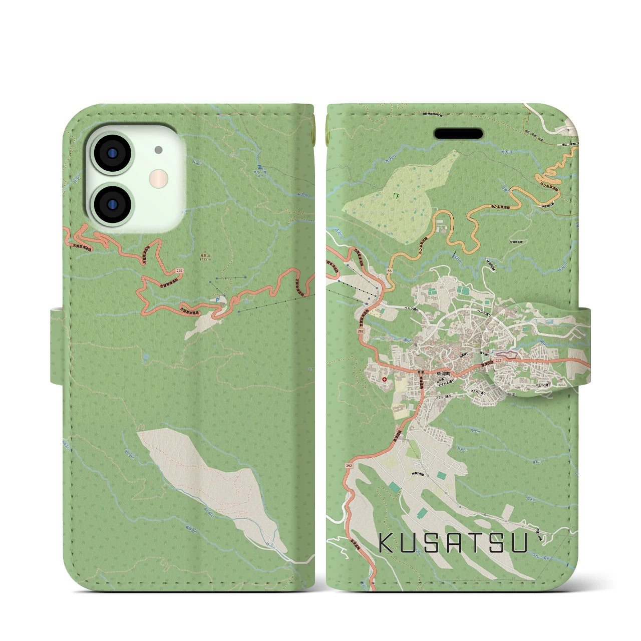 【草津（群馬県）】地図柄iPhoneケース（手帳タイプ）