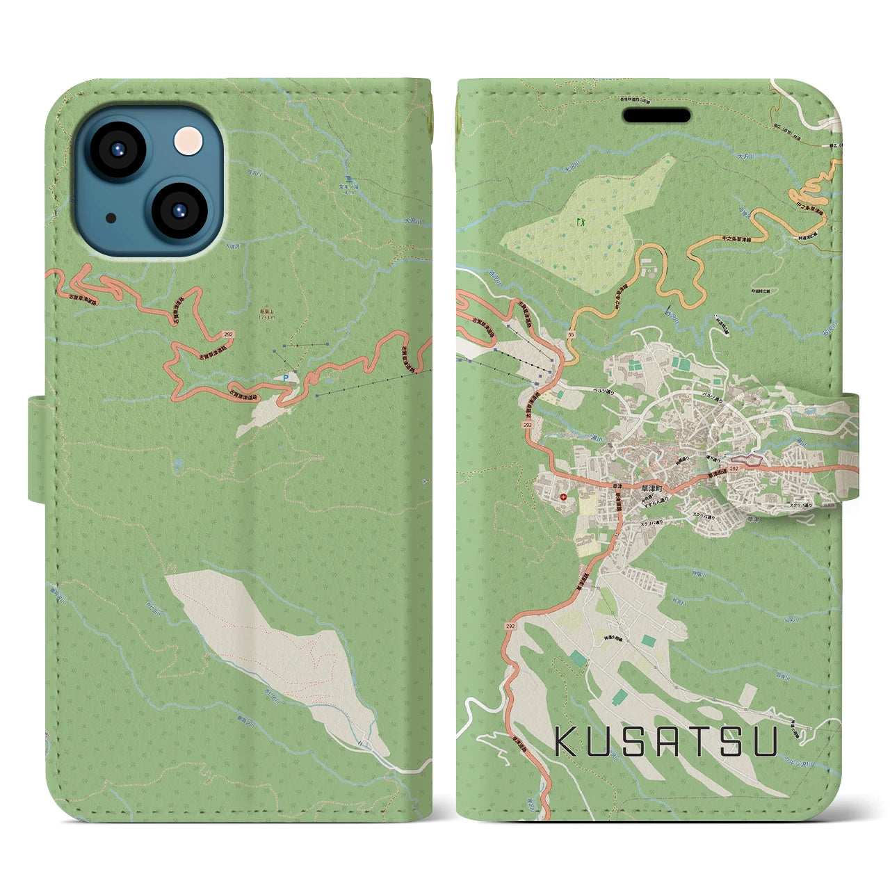 【草津（群馬県）】地図柄iPhoneケース（手帳タイプ）