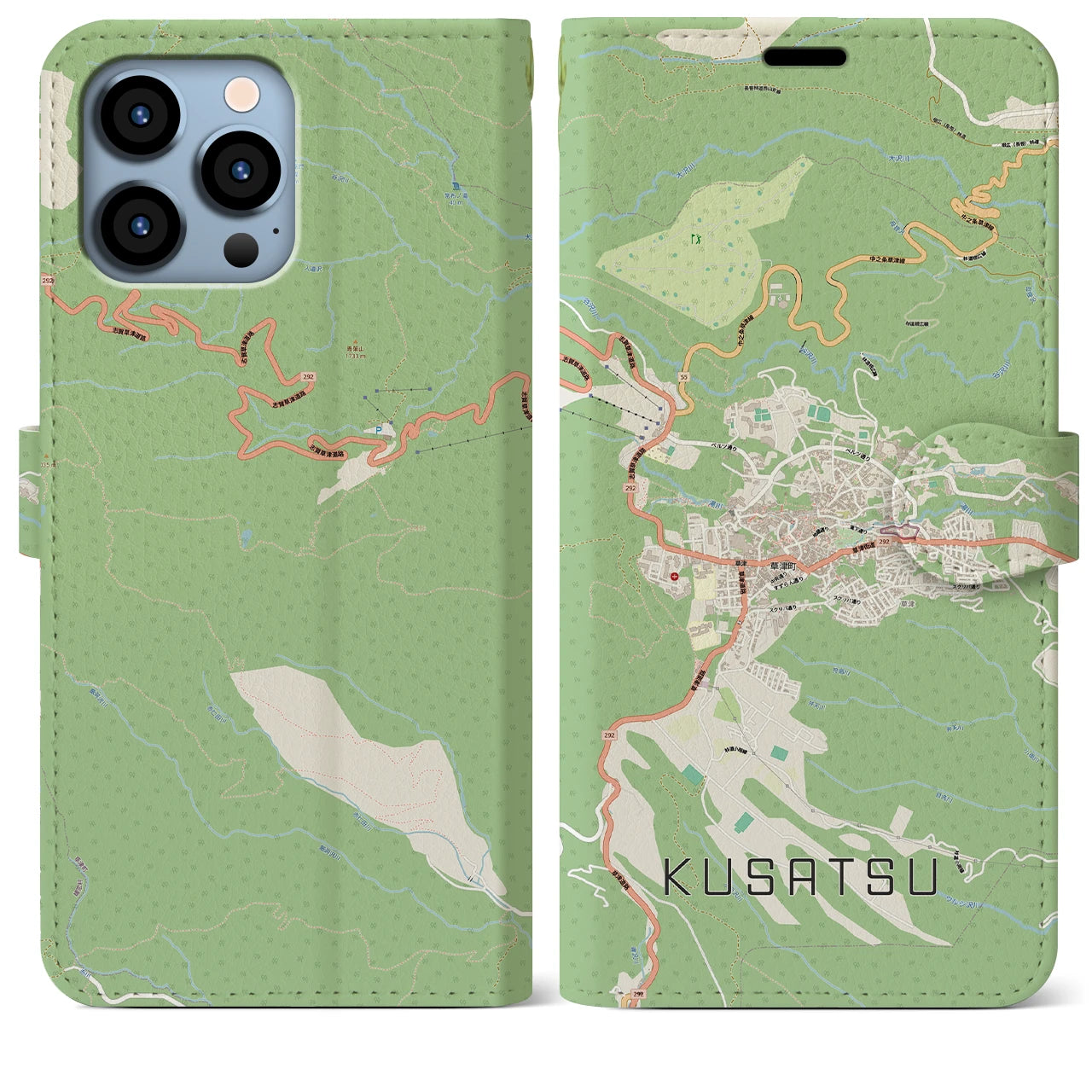 【草津（群馬県）】地図柄iPhoneケース（手帳タイプ）