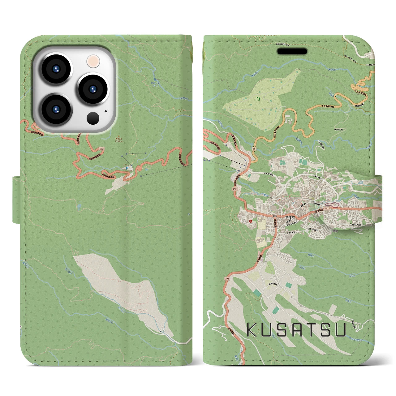 【草津（群馬県）】地図柄iPhoneケース（手帳タイプ）