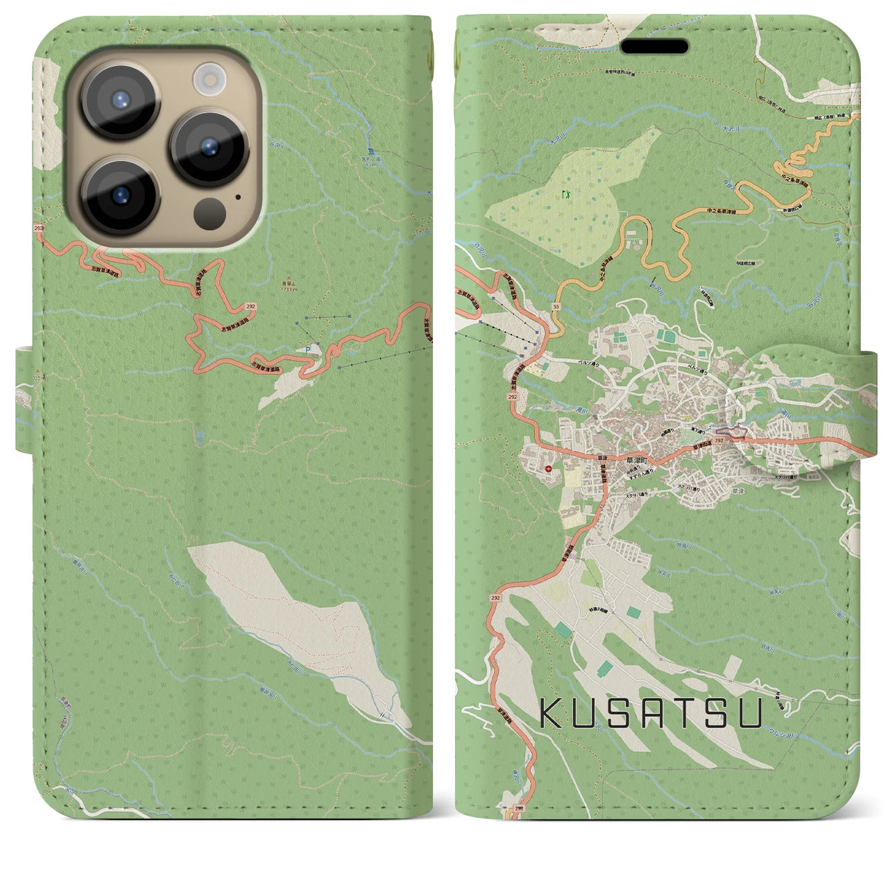 【草津（群馬県）】地図柄iPhoneケース（手帳タイプ）