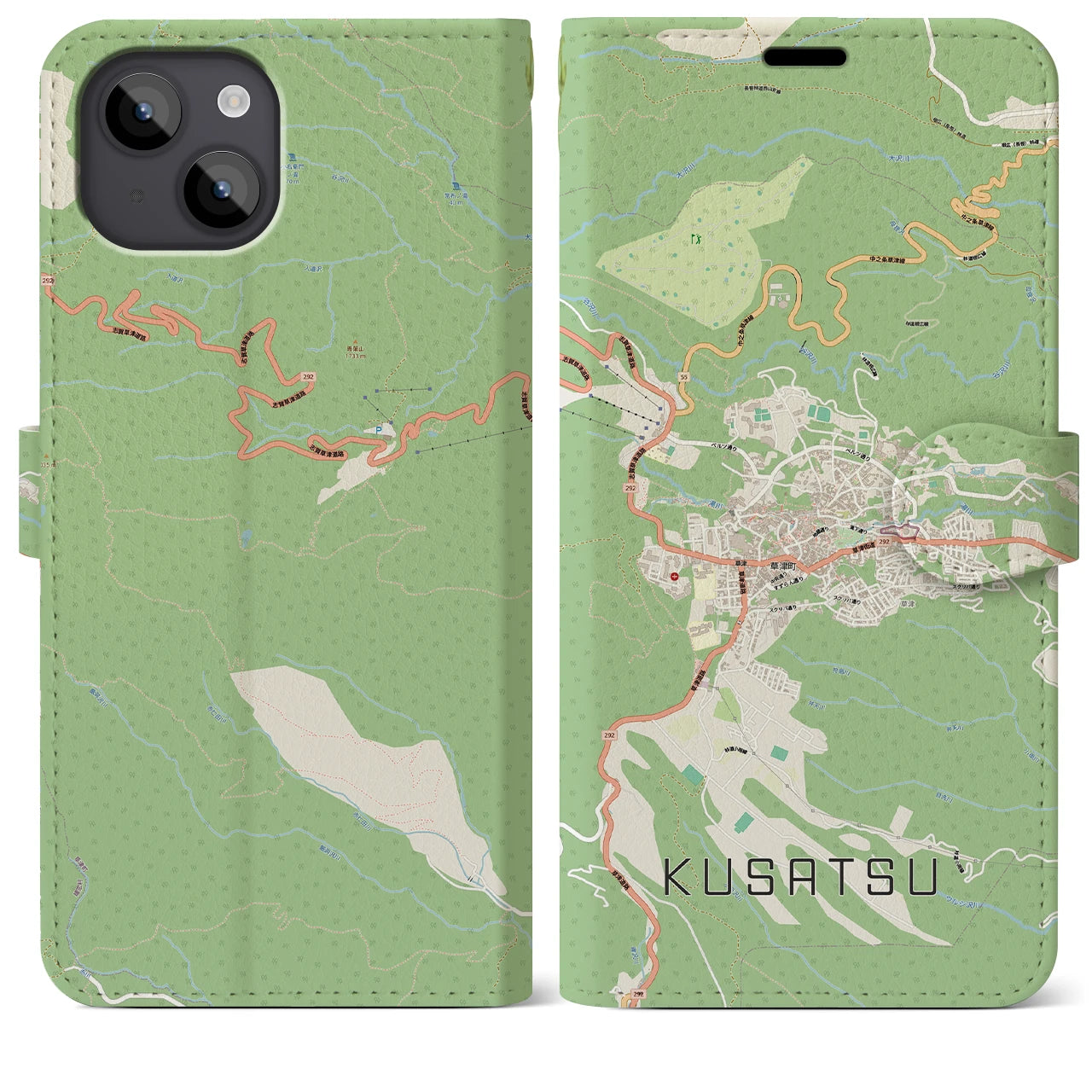 【草津（群馬県）】地図柄iPhoneケース（手帳タイプ）
