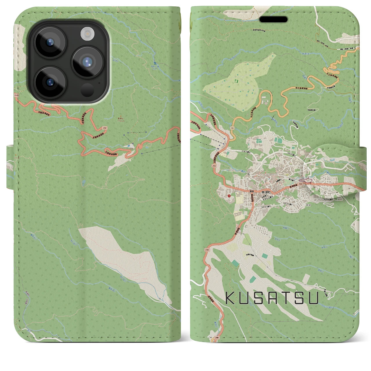 【草津（群馬県）】地図柄iPhoneケース（手帳タイプ）
