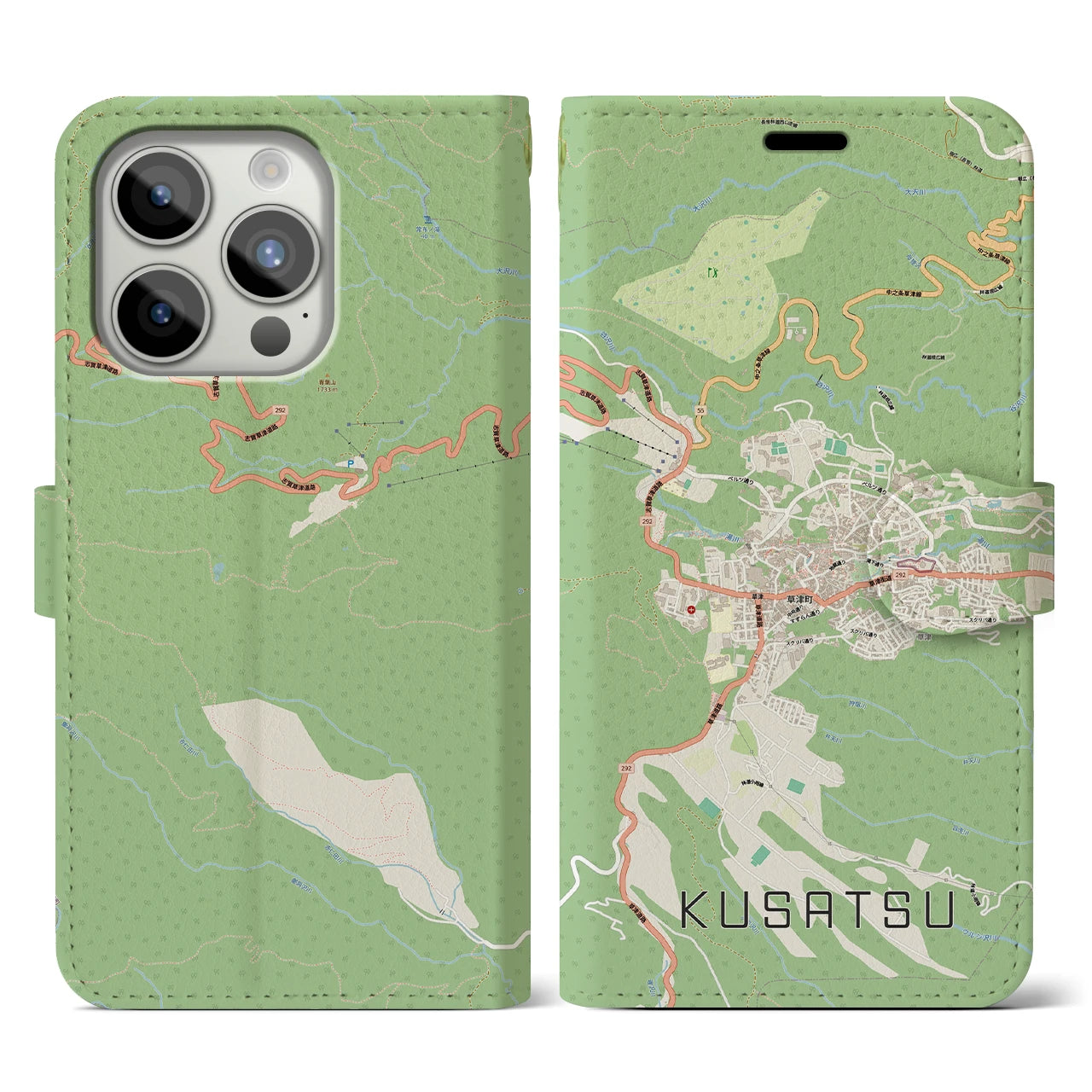【草津（群馬県）】地図柄iPhoneケース（手帳タイプ）