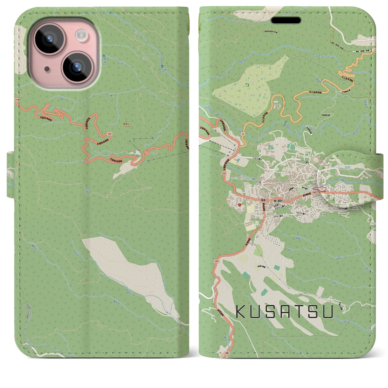 【草津（群馬県）】地図柄iPhoneケース（手帳タイプ）