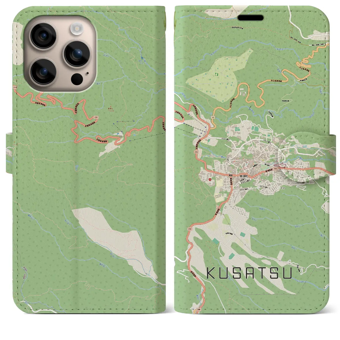 【草津（群馬県）】地図柄iPhoneケース（手帳タイプ）