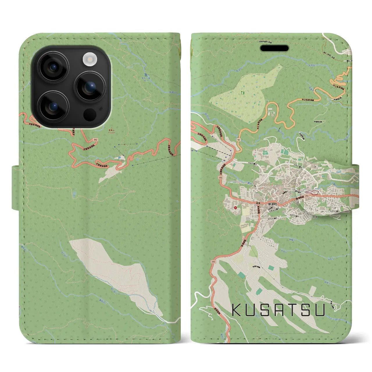 【草津（群馬県）】地図柄iPhoneケース（手帳タイプ）